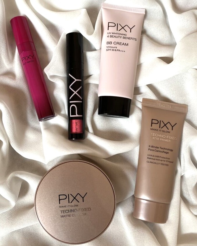 Review & Swatches Rangkaian Makeup Pixy Cosmetics UV Whitening 4 Beauty Benefits BB Cream, Primer, Cushion, Lipstick